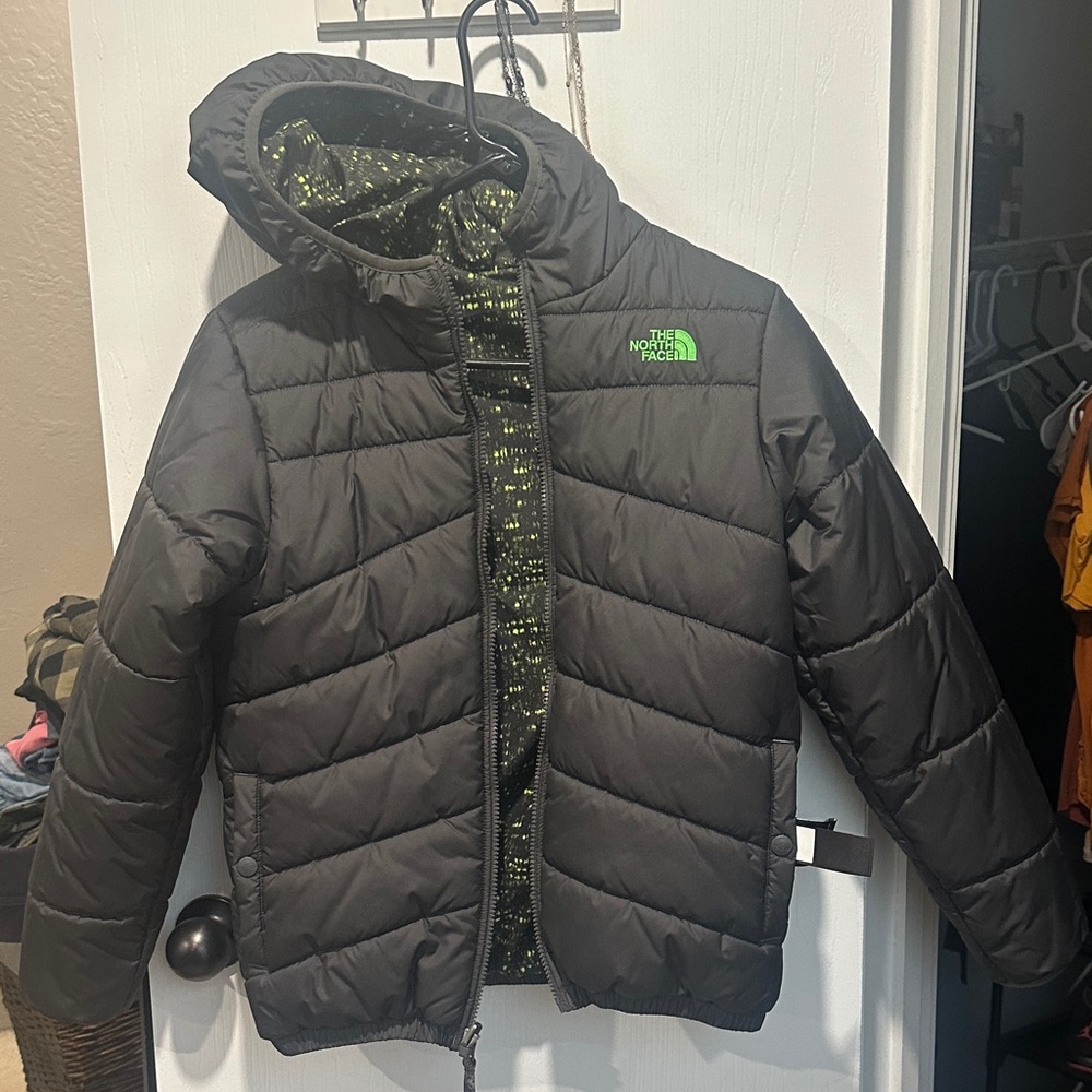 The North Face Kids' Black and Green Puffer Jacket